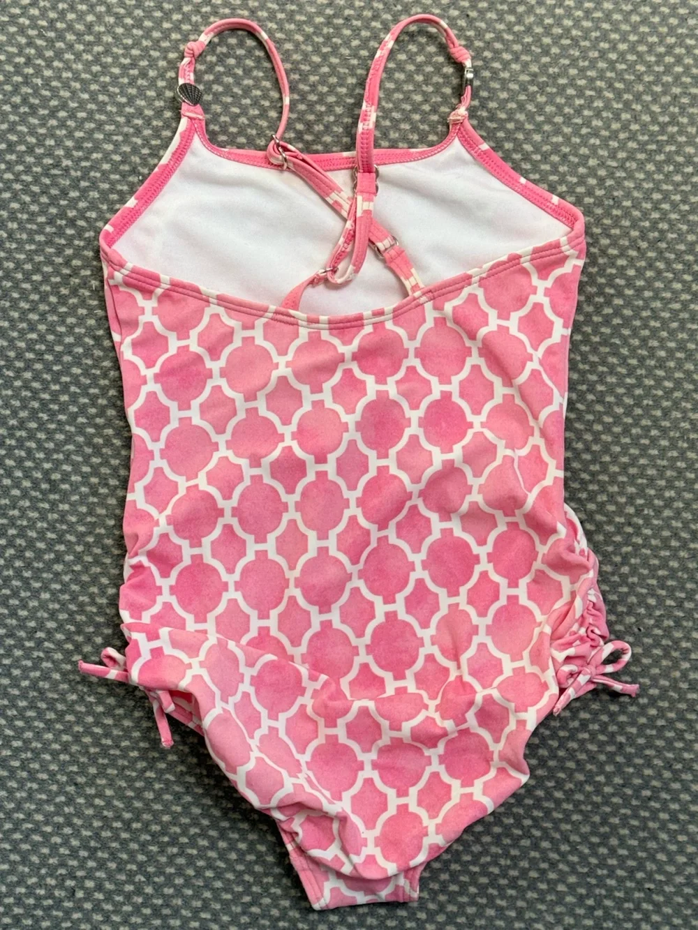 Lands’ End Pink Geometric One-Piece Swimsuit